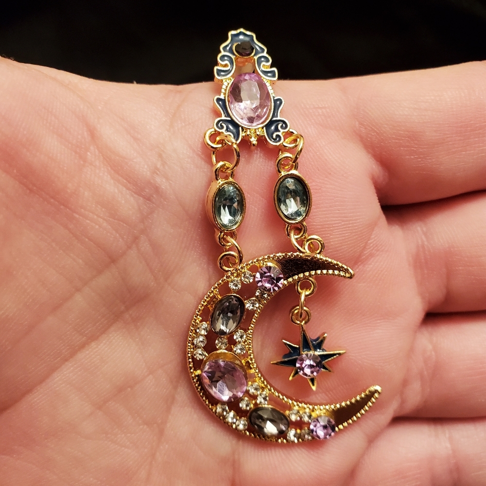 Celestial Stone & Crystal Dangle Earrings - Picture 4 of 9